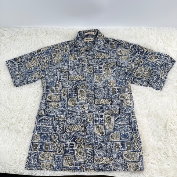 Campia Moda Fish Print Aloha Shirt Hawaiian Vintage Mens Small New NWT Beachwear - Picture 1 of 8